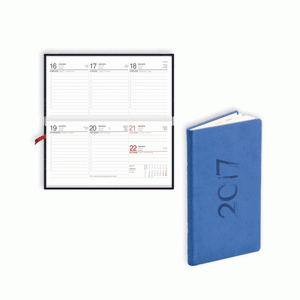 Kabatas kalendārs EKO Paris,  mākslīgā āda Soft,  zils,  2017g.