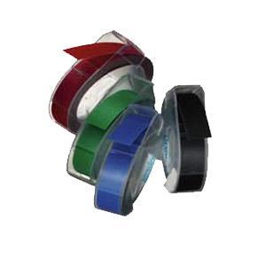 Lotoss.lv: Marķēšanas lente DYMO 3D,  9mmx3m,  balti burti uz melna fona