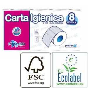 Lotoss.lv: Tualetes papīrs 2 kārtas 8 ruļļi 15m Paperblue