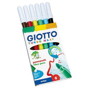 Flomāsteri GIOTTO MAXI 6 krāsas,  kartona iepakojums