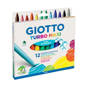 Flomāsteri GIOTTO MAXI 12 krāsas,  kartona iepakojums