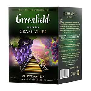 GREENFIELD Grape Vines melnā tēja piramīdās 20x1.8g.