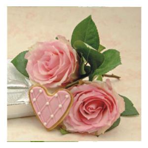 Lotoss.lv: Salvetes HARMONY 33x33cm/20gab. 3 slāņi,  rozes +sirds