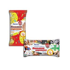 AURA Boljsaja peremena mitrās salvetes 15gab.