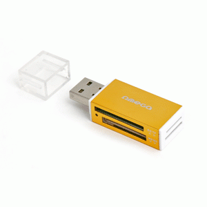 Atmiņas karšu lasītājs microSD/SD/MMC dzeltens Omega