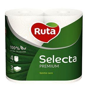 Lotoss.lv: Tualetes papīrs RUTA Selecta Premium 4 ruļļi,  3 slāņi,  balts