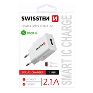 Tīkla lādētājs USB 2.1A 10.5W balts Premium SWISSTEN