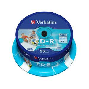 CD-R 80min/700Mb 52x (cake)25 printable Verbatim